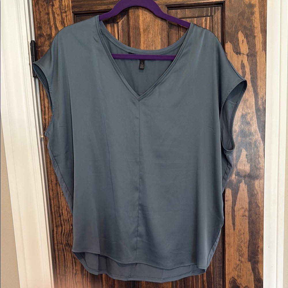 Women's V-Neck Top - grayish blue, worn once